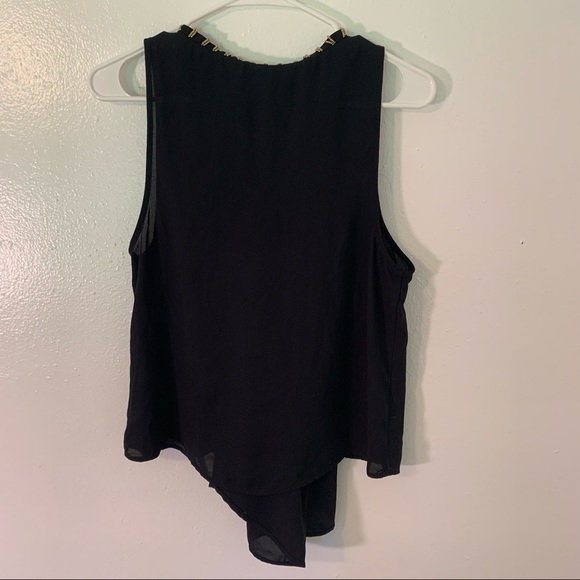 Mossimo Sleeveless Tiered Blouse Black Gold Beaded - Picture 8 of 9